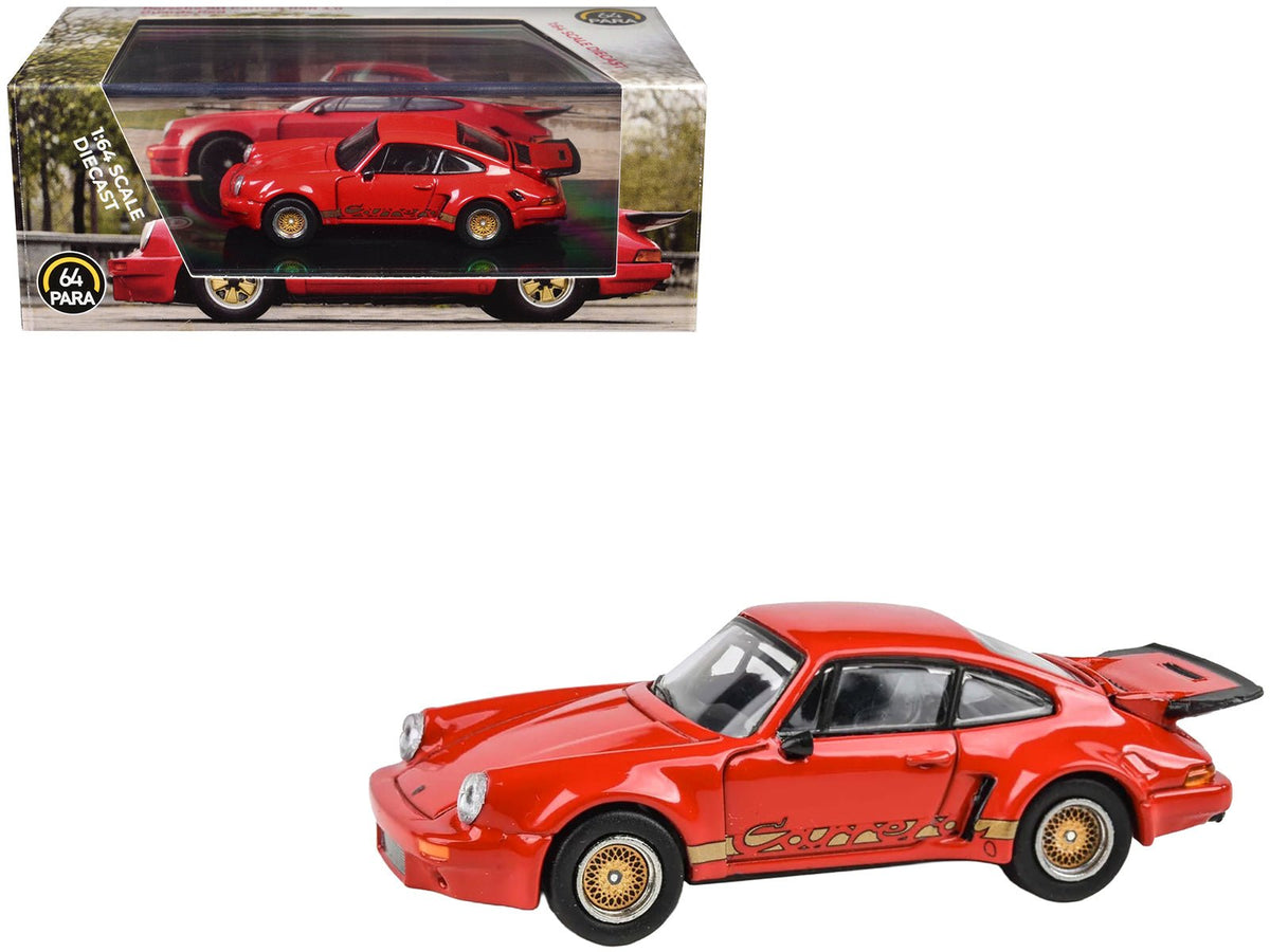 Porsche 911 Carrera RSR 3.0 Guards Red with Gold Stripes and Wheels 1/64 Diecast Model Car by Paragon Models-Paragon-ModelCars.com