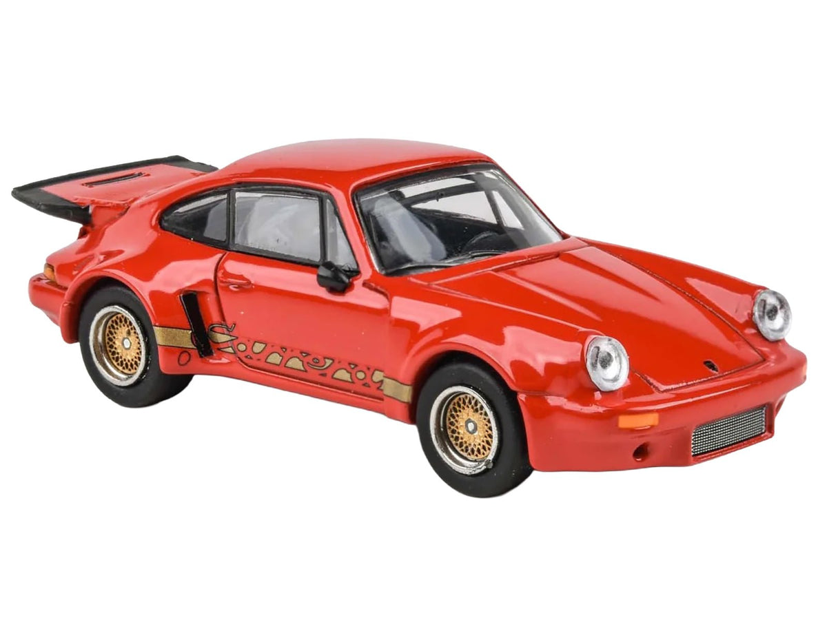 Porsche 911 Carrera RSR 3.0 Guards Red with Gold Stripes and Wheels 1/64 Diecast Model Car by Paragon Models-Paragon-ModelCars.com