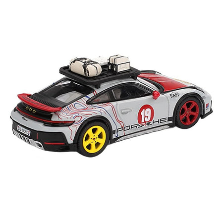 Porsche 911 Dakar #19 "Uncle Rally" Gray with Graphics and Roof Rack Limited Edition 1/64 Diecast Model Car by Mini GT-Mini GT-ModelCars.com