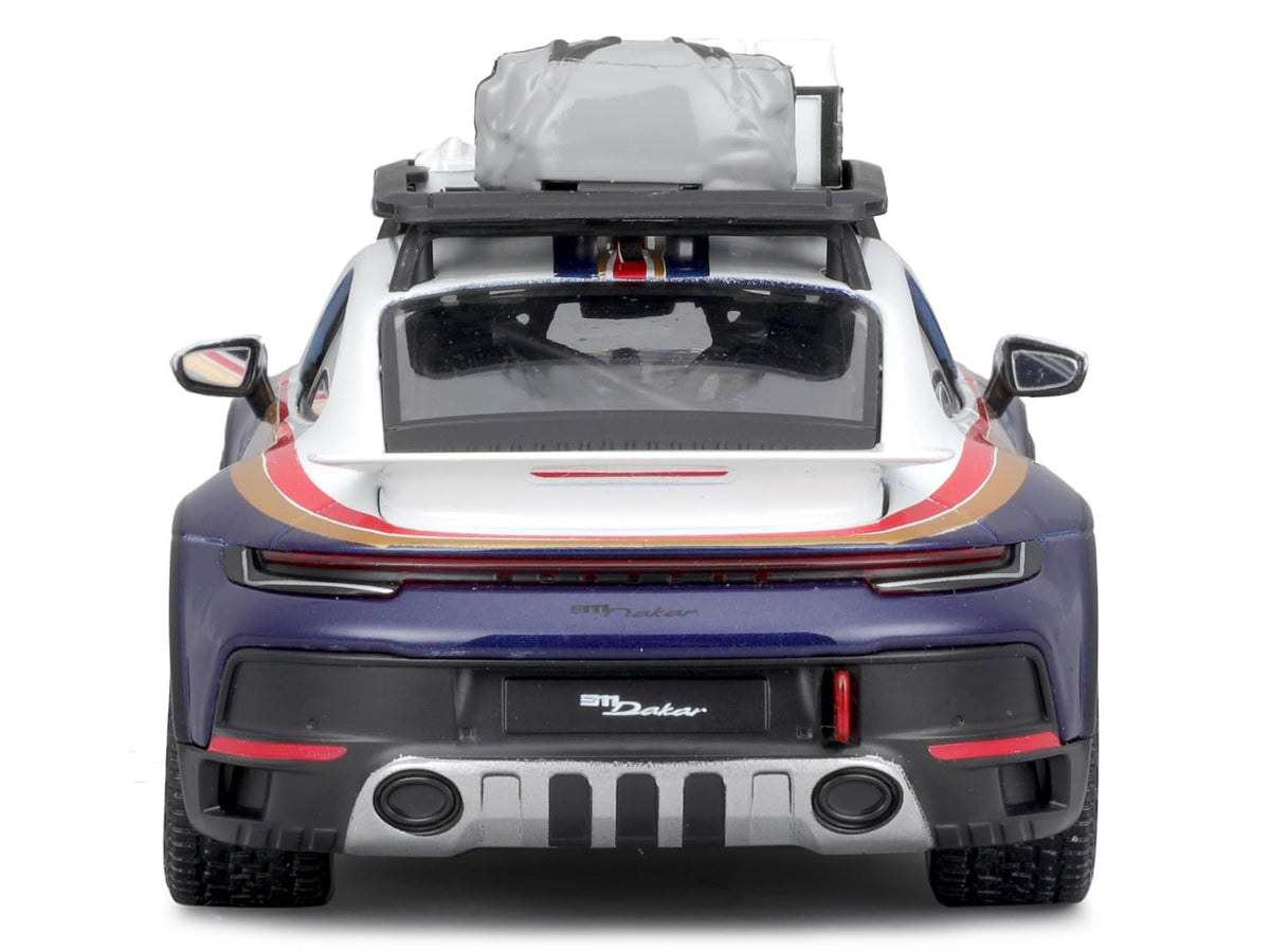 Porsche 911 Dakar #953 "Roughroads Porsche" Blue and White with Stripes and Roof Rack "Race" Series 1/24 Diecast Model Car by Bburago-Bburago-ModelCars.com