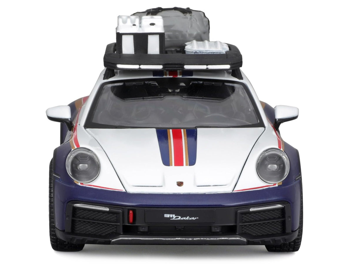 Porsche 911 Dakar #953 "Roughroads Porsche" Blue and White with Stripes and Roof Rack "Race" Series 1/24 Diecast Model Car by Bburago-Bburago-ModelCars.com