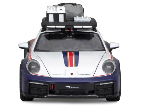 Porsche 911 Dakar #953 "Roughroads Porsche" Blue and White with Stripes and Roof Rack "Race" Series 1/24 Diecast Model Car by Bburago-Bburago-ModelCars.com