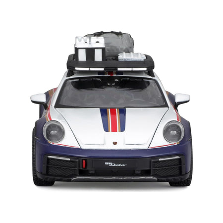 Porsche 911 Dakar 953 "Roughroads Porsche" Blue and White with Stripes and Roof Rack "Race" Series 1/24 Diecast Model Car by Bburago - Bburago - ModelCars.com