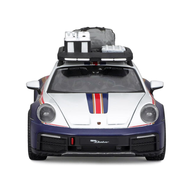 Porsche 911 Dakar 953 "Roughroads Porsche" Blue and White with Stripes and Roof Rack "Race" Series 1/24 Diecast Model Car by Bburago - Bburago - ModelCars.com