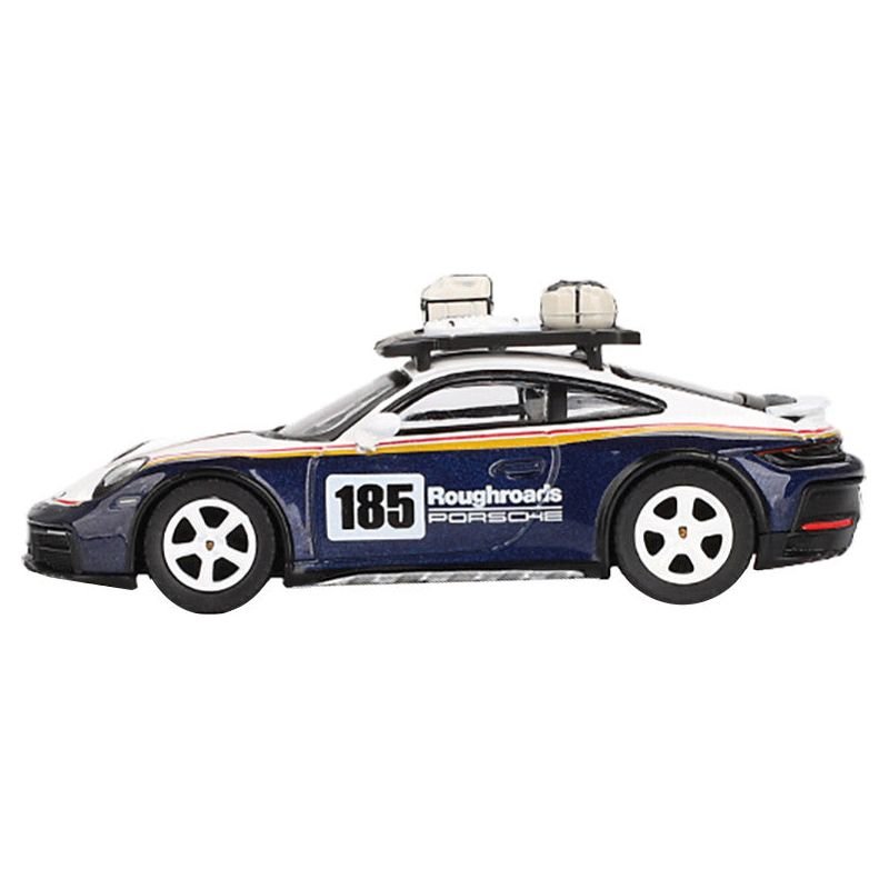 Porsche 911 Dakar Rallye Design Package 185 "Roughroads Porsche" White and Gentian Blue Metallic with Roofrack and Luggage Limited Edition 1/64 Diecast Model Car by Mini GT - Mini GT - ModelCars.com