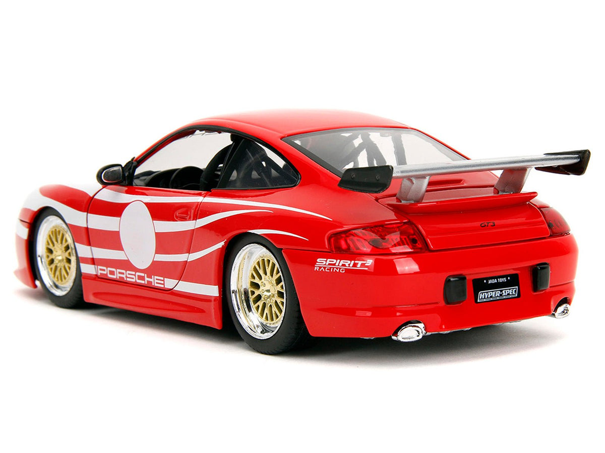 Porsche 911 GT3 (996) Red with White Graphics "Hyper-Spec" Series 1/24 Diecast Model Car by Jada-Jada-ModelCars.com