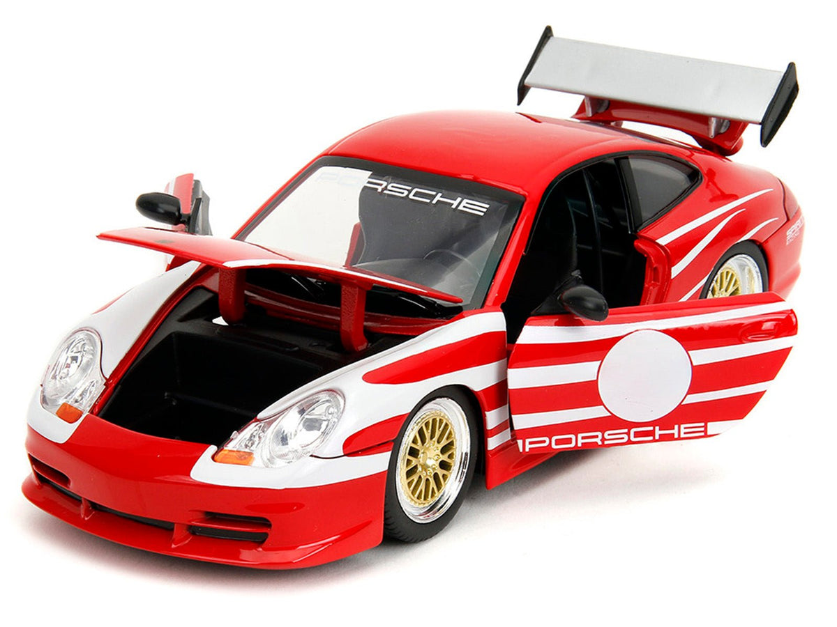 Porsche 911 GT3 (996) Red with White Graphics "Hyper-Spec" Series 1/24 Diecast Model Car by Jada-Jada-ModelCars.com