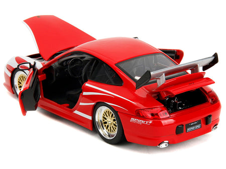 Porsche 911 GT3 (996) Red with White Graphics "Hyper-Spec" Series 1/24 Diecast Model Car by Jada-Jada-ModelCars.com