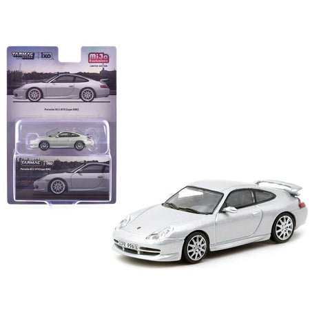 Porsche 911 GT3 (996) Silver Metallic "Global64" Series 1/64 Diecast Model by Tarmac Works-Tarmac Works-ModelCars.com