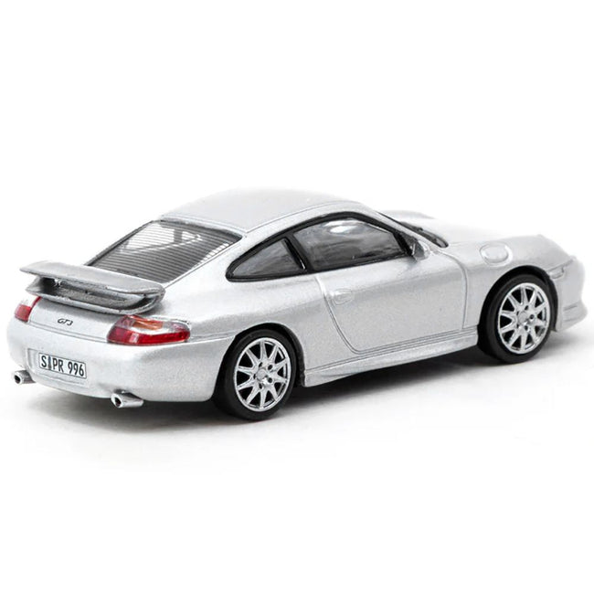 Porsche 911 GT3 (996) Silver Metallic "Global64" Series 1/64 Diecast Model by Tarmac Works-Tarmac Works-ModelCars.com