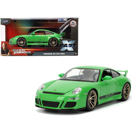 Porsche 911 GT3 (997) Green with Black Accents "Fast X" (2023) Movie "Fast & Furious" Series 1/24 Diecast Model Car by Jada-Jada-ModelCars.com