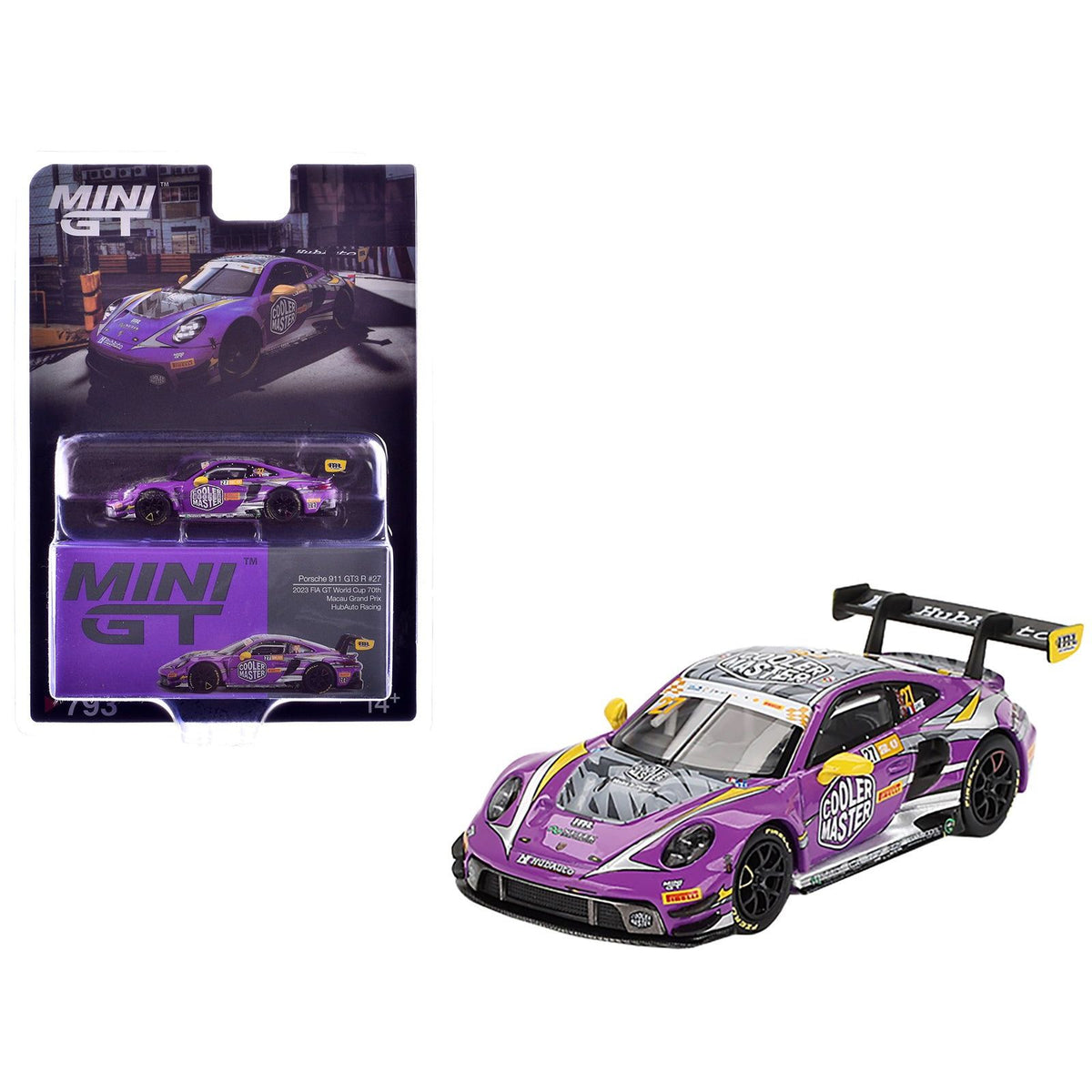 Porsche 911 GT3 R 27 Kevin Estre "HubAuto Racing" "FIA GT World Cup 70th Macau Grand Prix" (2023) Limited Edition 1/64 Diecast Model Car by Mini GT - Mini GT - ModelCars.com
