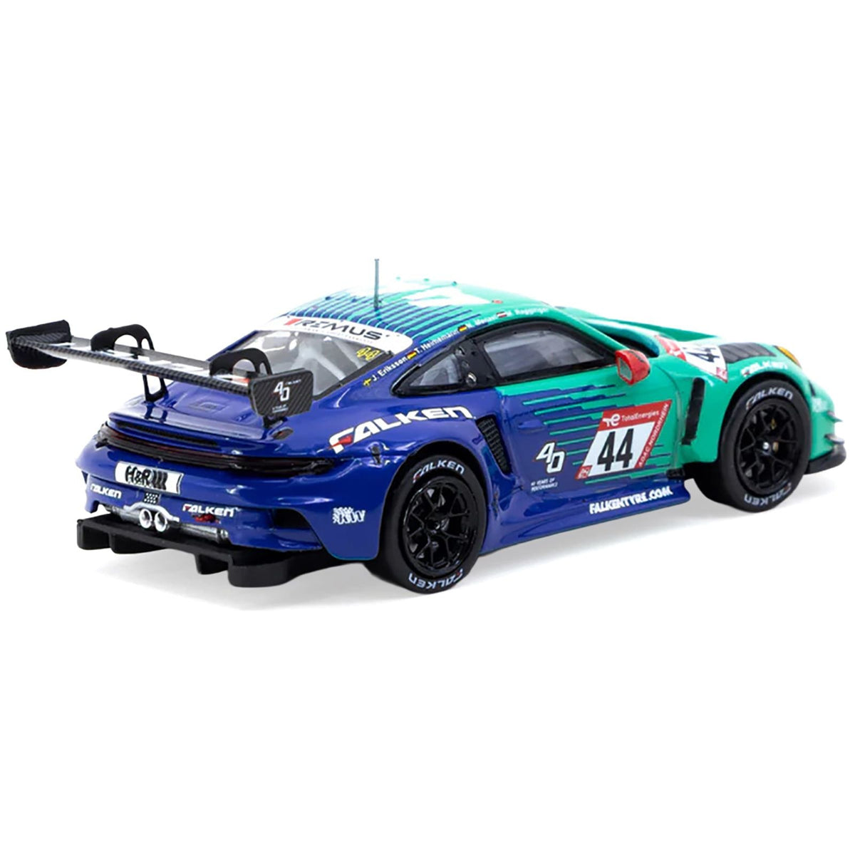 Porsche 911 GT3 R #44 Joel Eriksson - Tim Heinemann - Nico Menzel - Martin Ragginger "Falken Motorsports" "24 Hours of Nurburgring" (2023) "Hobby64" Series 1/64 Diecast Model by Tarmac Works-Tarmac Works-ModelCars.com