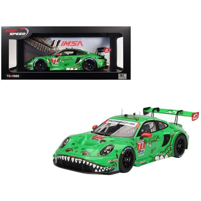 Porsche 911 GT3 R #77 Michael Christensen - Laurin Heinrich - Sebastian Priaulx "AO Racing" 2nd Place GTD Pro IMSA "24 Hours of Daytona" (2024) 1/18 Model Car by Top Speed-Top Speed-ModelCars.com