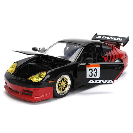 Porsche 911 GT3 RS (996) 33 "ADVAN" Black and Red "Hyper - Spec" Series 1/24 Diecast Model Car by Jada - Jada - ModelCars.com