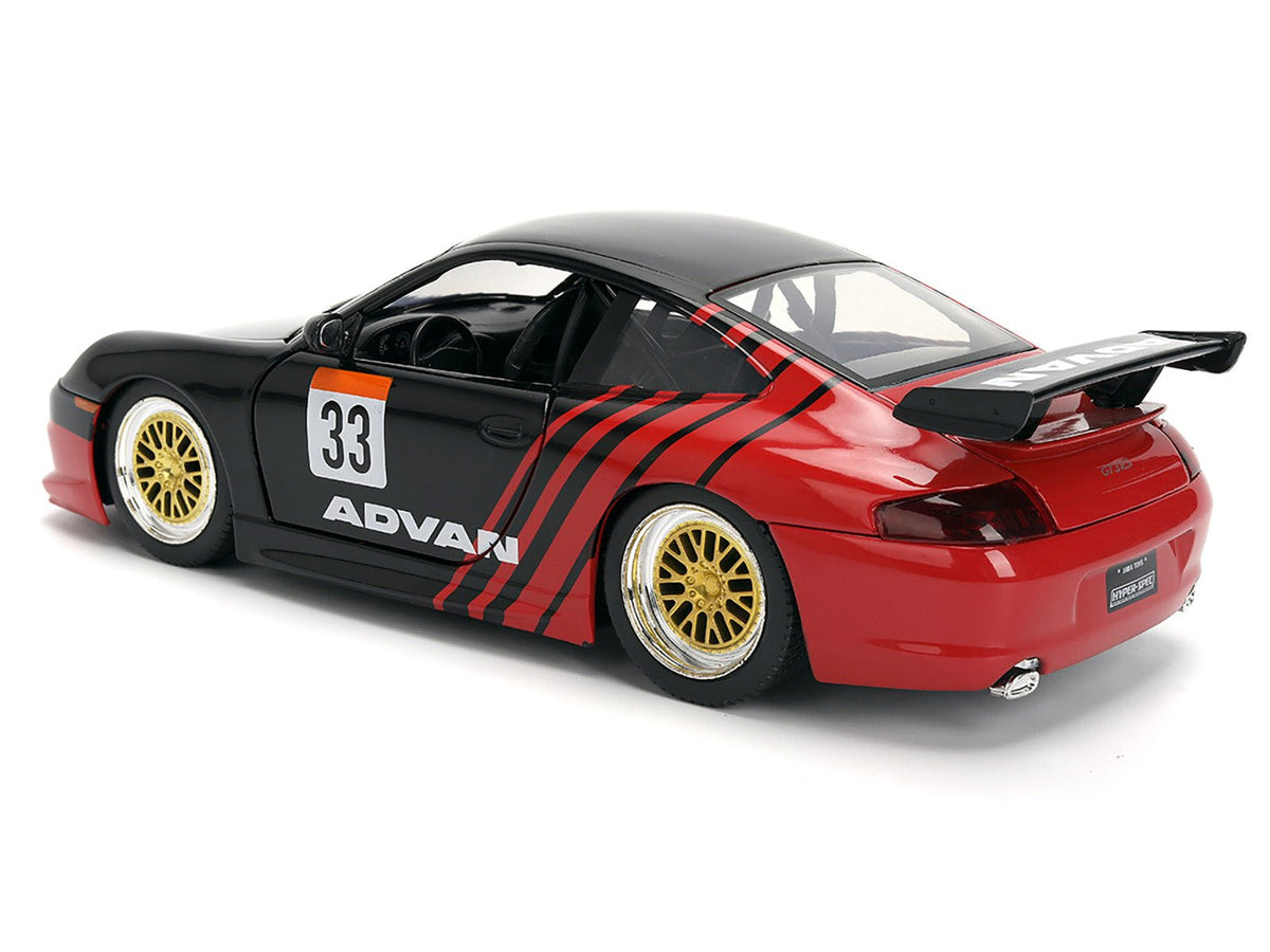 Porsche 911 GT3 RS (996) #33 "ADVAN" Black and Red "Hyper-Spec" Series 1/24 Diecast Model Car by Jada-Jada-ModelCars.com