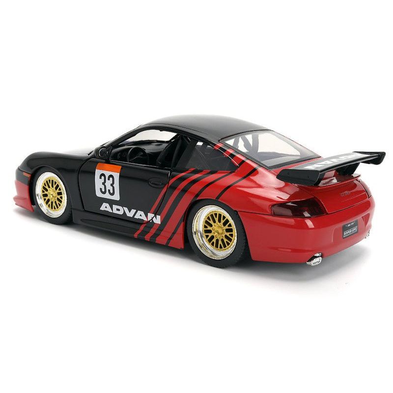 Porsche 911 GT3 RS (996) 33 "ADVAN" Black and Red "Hyper - Spec" Series 1/24 Diecast Model Car by Jada - Jada - ModelCars.com