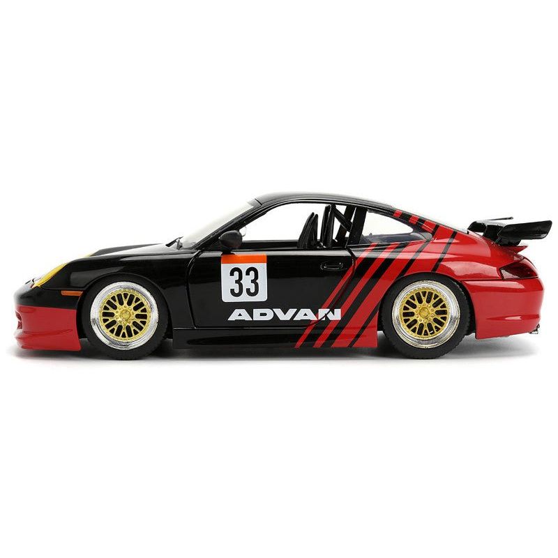 Porsche 911 GT3 RS (996) 33 "ADVAN" Black and Red "Hyper - Spec" Series 1/24 Diecast Model Car by Jada - Jada - ModelCars.com