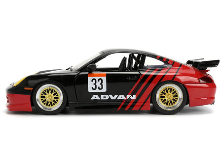 Porsche 911 GT3 RS (996) #33 "ADVAN" Black and Red "Hyper-Spec" Series 1/24 Diecast Model Car by Jada-Jada-ModelCars.com