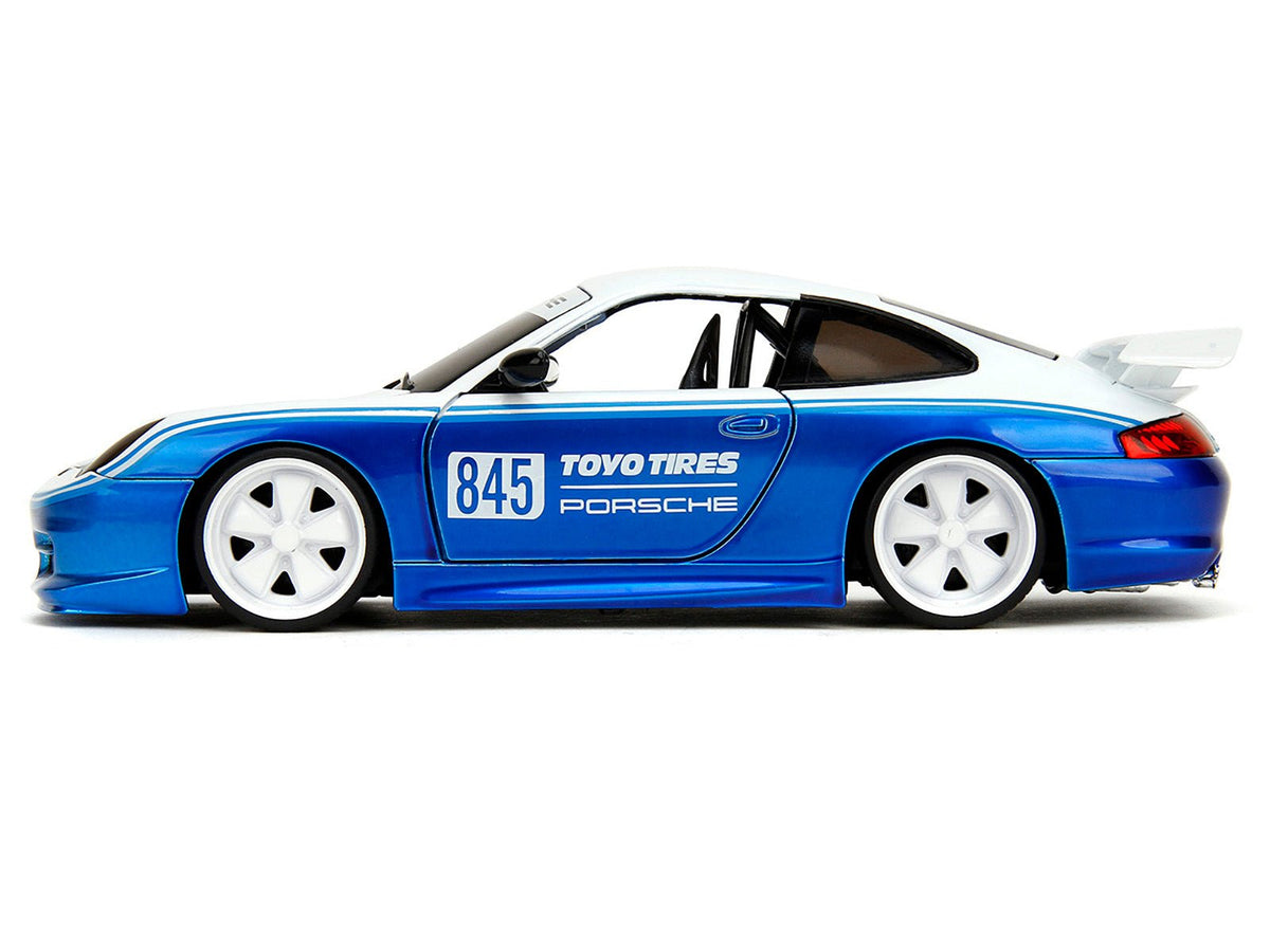 Porsche 911 GT3 RS (996) #845 White and Blue Metallic "Toyo Tires" "Hyper-Spec" Series 1/24 Diecast Model Car by Jada-Jada-ModelCars.com