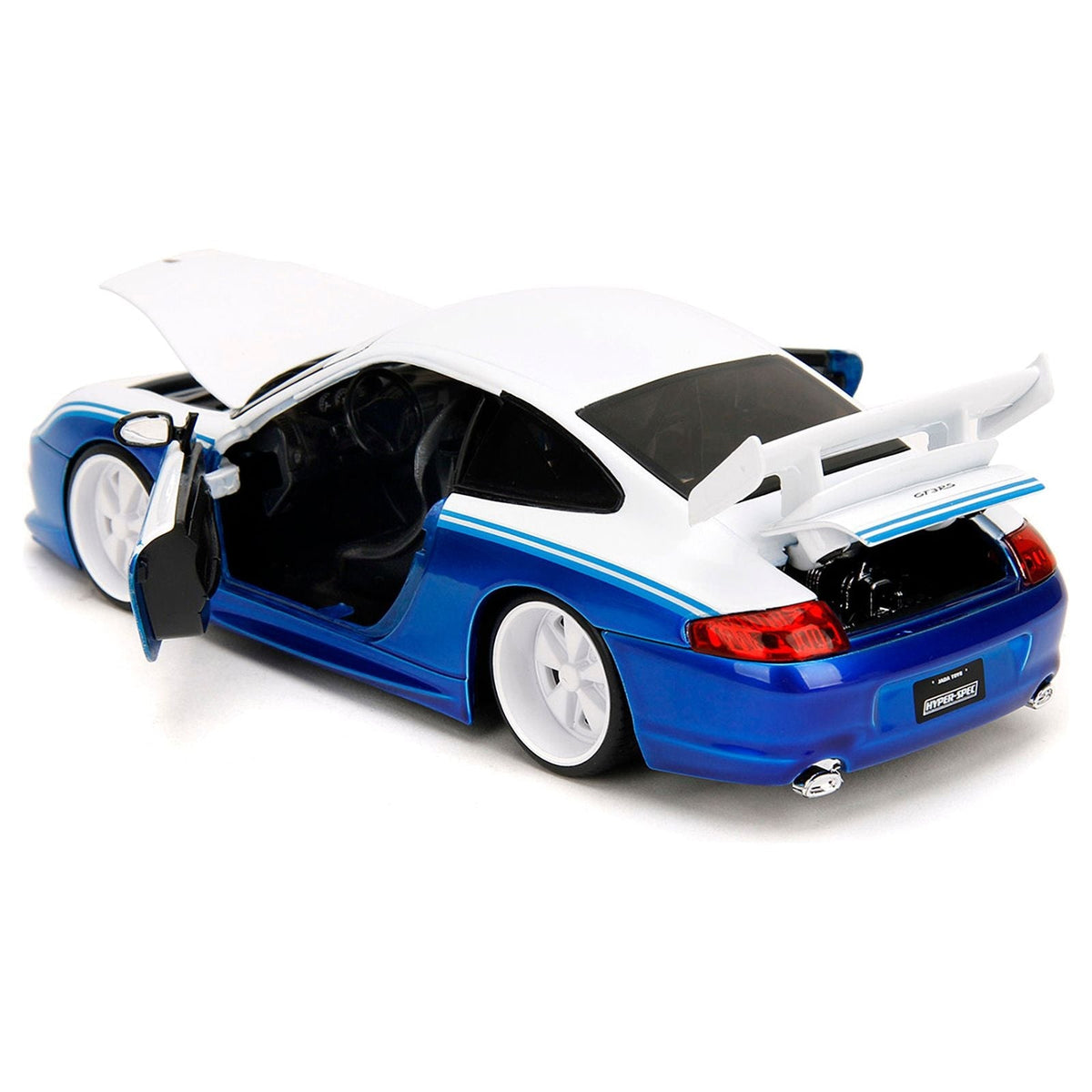 Porsche 911 GT3 RS (996) #845 White and Blue Metallic "Toyo Tires" "Hyper-Spec" Series 1/24 Diecast Model Car by Jada-Jada-ModelCars.com