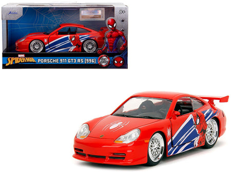 Porsche 911 GT3 RS (996) Red with Graphics "Marvel's Spider-Man" 1/32 Diecast Model Car by Jada-Jada-ModelCars.com