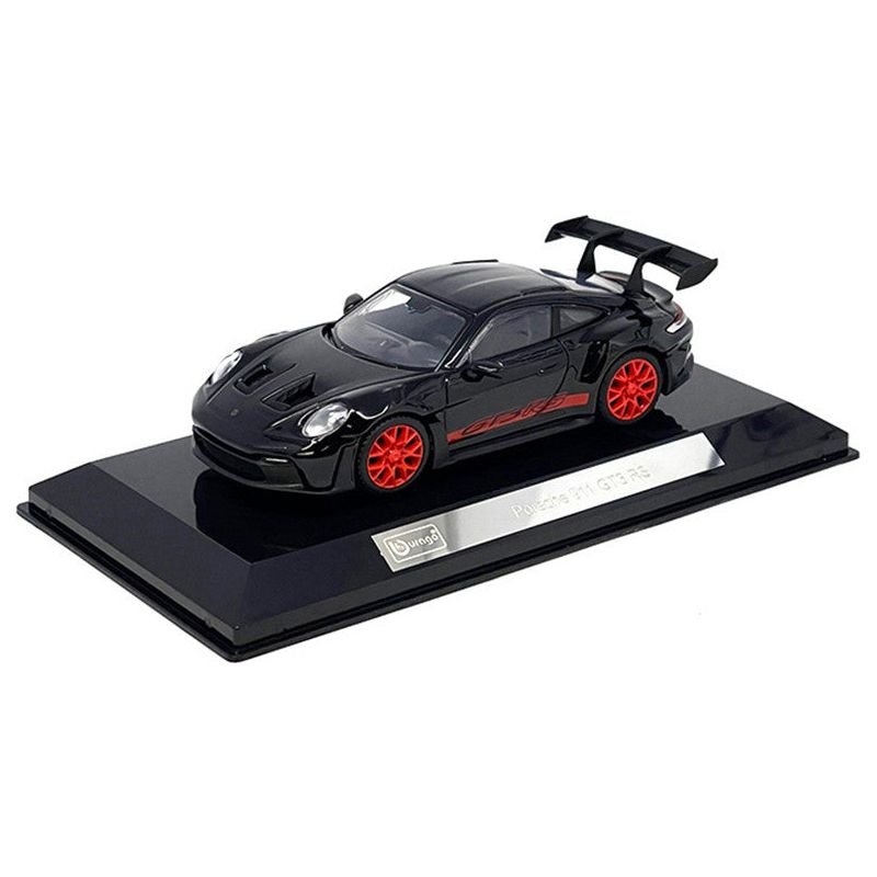 Porsche 911 GT3 RS Black with Red Stripes and Wheels "Race" Series 1/43 Diecast Model Car by Bburago - Bburago - ModelCars.com