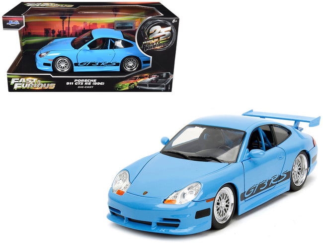Porsche 911 GT3 RS Light Blue with Black Accents "Fast Five" (2011) Movie "25 Years of Fast & Furious" Series 1/24 Diecast Model Car by Jada-Jada-ModelCars.com