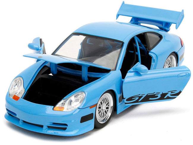Porsche 911 GT3 RS Light Blue with Black Accents "Fast Five" (2011) Movie "25 Years of Fast & Furious" Series 1/24 Diecast Model Car by Jada-Jada-ModelCars.com