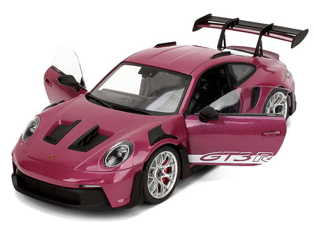 Porsche 911 GT3 RS Red Violet Metallic with White Stripes "Pink Slips" Series 1/18 Diecast Model Car by Jada-Jada-ModelCars.com