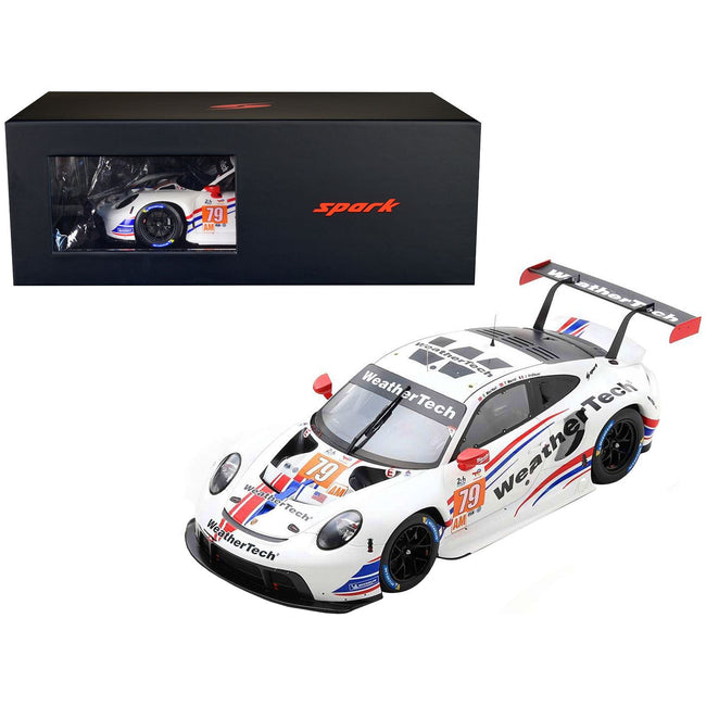 Porsche 911 RSR - 19 79 Cooper MacNeil - Julien Andlauer - Thomas Merrill "WeatherTech Racing" GTE Am 2nd Place "24 Hours of Le Mans" (2022) with Acrylic Display Case 1/18 Model Car by Spark - Spark - ModelCars.com