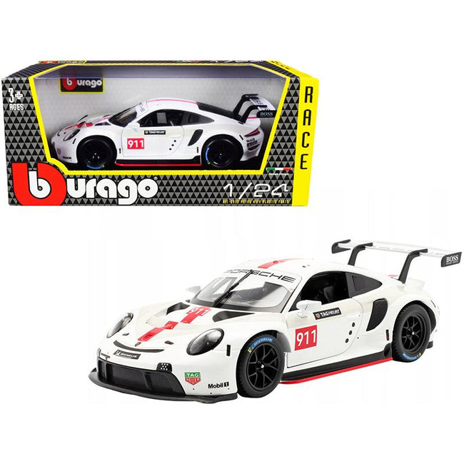 Porsche 911 RSR GT 911 White "Race" Series 1/24 Diecast Model Car by Bburago - Bburago - ModelCars.com
