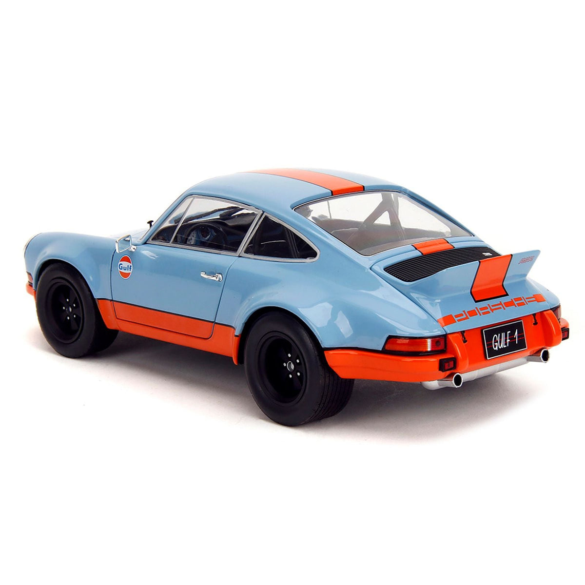 Porsche 911 RSR "Gulf Oil" Light Blue with Orange Stripes "Pink Slips" Series 1/18 Diecast Model Car by Jada-Jada-ModelCars.com
