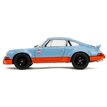 Porsche 911 RSR "Gulf Oil" Light Blue with Orange Stripes "Pink Slips" Series 1/18 Diecast Model Car by Jada-Jada-ModelCars.com