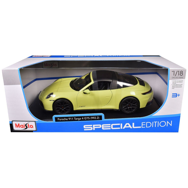 Porsche 911 Targa 4 GTS (992.2) Yellow with Black Top "Special Edition" Series 1/18 Diecast Model Car by Maisto-Maisto-ModelCars.com