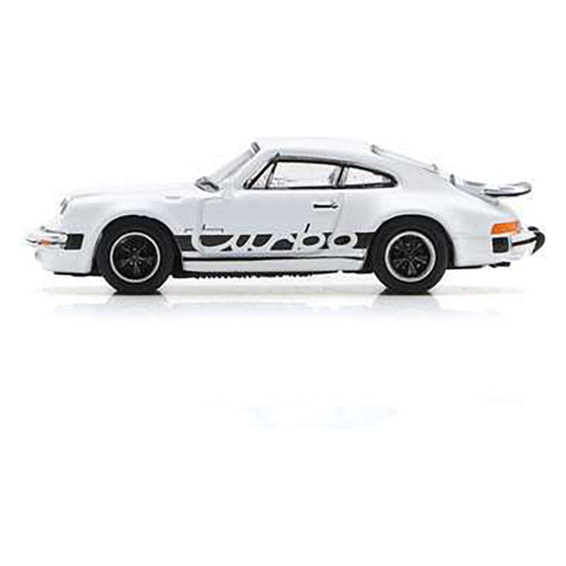 Porsche 911 Turbo (930) White with Black Stripes 1/87 (HO) Diecast Model Car by Schuco-Schuco-ModelCars.com