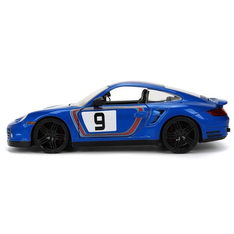 Porsche 911 Turbo (997) #9 Blue Metallic with Stripes "Hyper-Spec" Series 1/24 Diecast Model Car by Jada-Jada-ModelCars.com