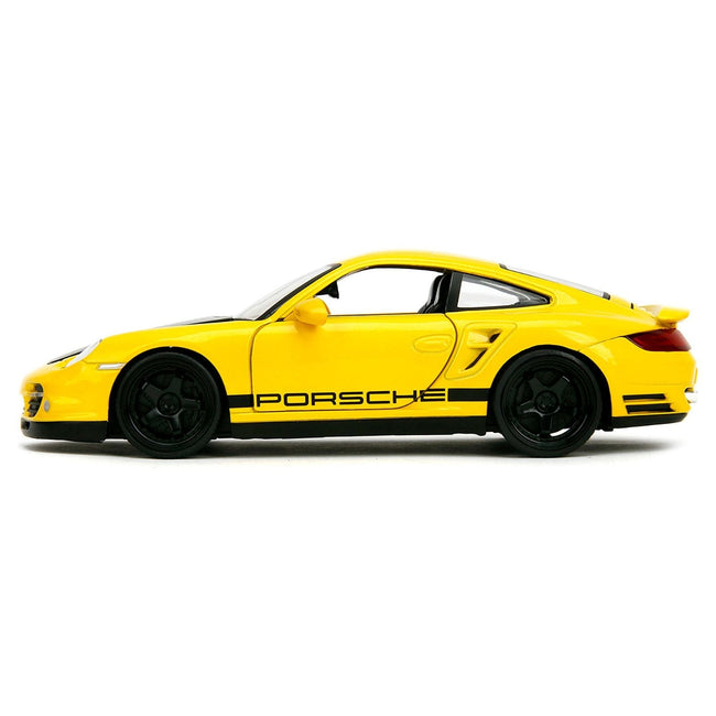 Porsche 911 Turbo (997) Yellow with Carbon Hood "Hyper-Spec" Series 1/24 Diecast Model Car by Jada-Jada-ModelCars.com