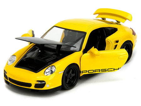 Porsche 911 Turbo (997) Yellow with Carbon Hood "Hyper-Spec" Series 1/24 Diecast Model Car by Jada-Jada-ModelCars.com