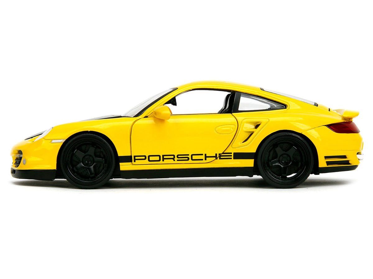 Porsche 911 Turbo (997) Yellow with Carbon Hood "Hyper-Spec" Series 1/24 Diecast Model Car by Jada-Jada-ModelCars.com