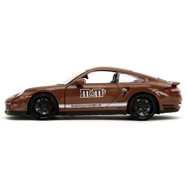 Porsche 911 Turbo Brown and Brown M&M Diecast Figure "M&M's" "Hollywood Rides" Series 1/24 Diecast Model Car by Jada - Jada - ModelCars.com