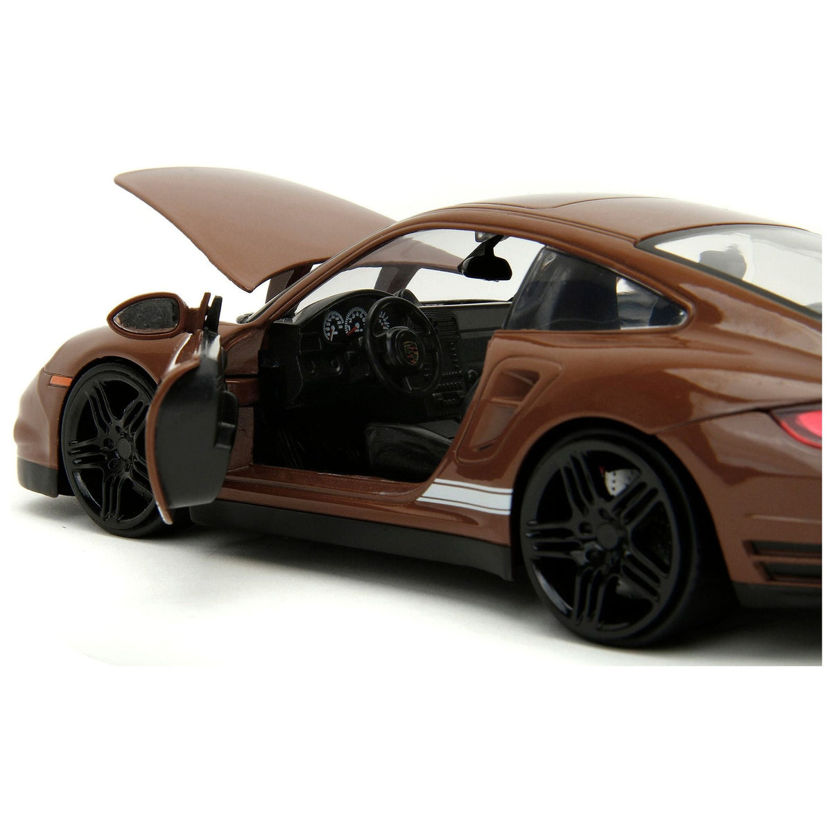 Porsche 911 Turbo Brown and Brown M&M Diecast Figure "M&M's" "Hollywood Rides" Series 1/24 Diecast Model Car by Jada-Jada-ModelCars.com