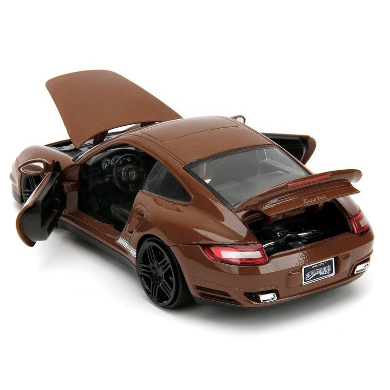 Porsche 911 Turbo Brown and Brown M&M Diecast Figure "M&M's" "Hollywood Rides" Series 1/24 Diecast Model Car by Jada-Jada-ModelCars.com