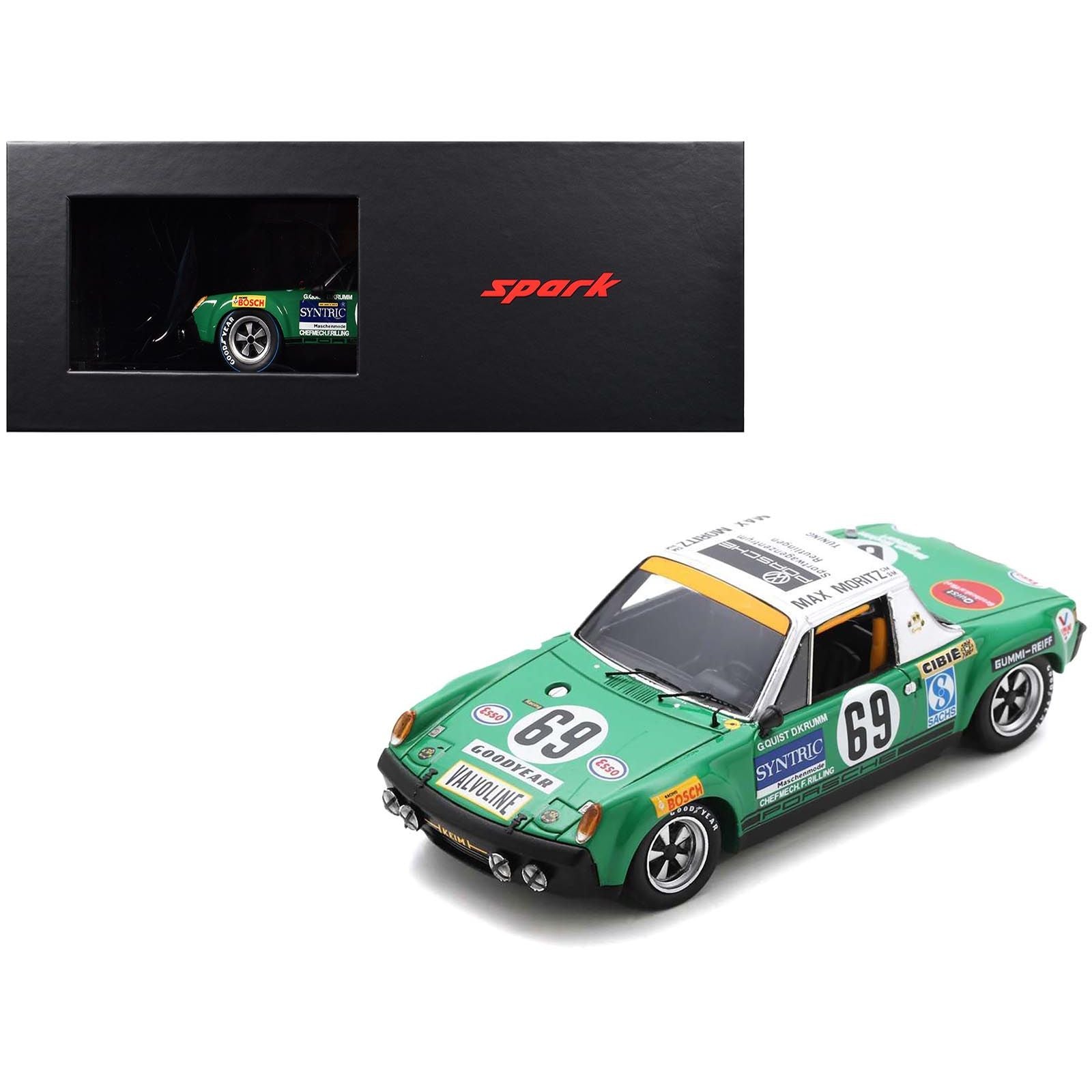 Porsche 914/6 69 Gerd Quist - Dietrich Krumm "Autohaus Max Moritz GmbH" "24 Hours of Le Mans" (1971) and Acrylic Display Case 1/18 Model Car by Spark - Spark - ModelCars.com