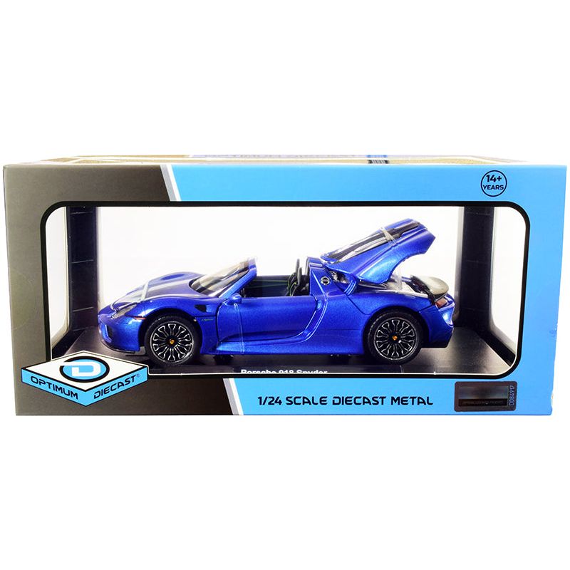 Porsche 918 Spyder Convertible Blue Metallic 1/24 Diecast Model Car by Optimum Diecast - Optimum Diecast - ModelCars.com