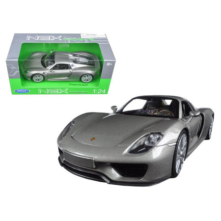 Porsche 918 Spyder Silver Closed Roof 1/24 Diecast Model Car by Welly-Welly-ModelCars.com
