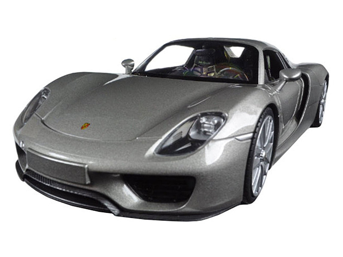 Porsche 918 Spyder Silver Closed Roof 1/24 Diecast Model Car by Welly-Welly-ModelCars.com