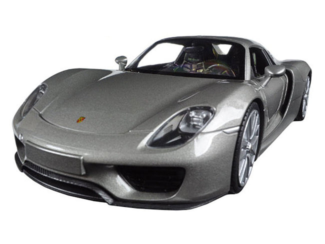 Porsche 918 Spyder Silver Closed Roof 1/24 Diecast Model Car by Welly-Welly-ModelCars.com