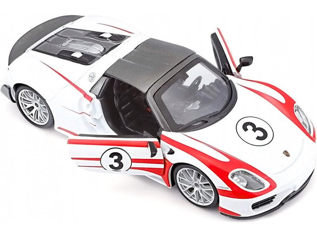 Porsche 918 Spyder Weissach #3 White 1/24 Diecast Model Car by Bburago-Bburago-ModelCars.com