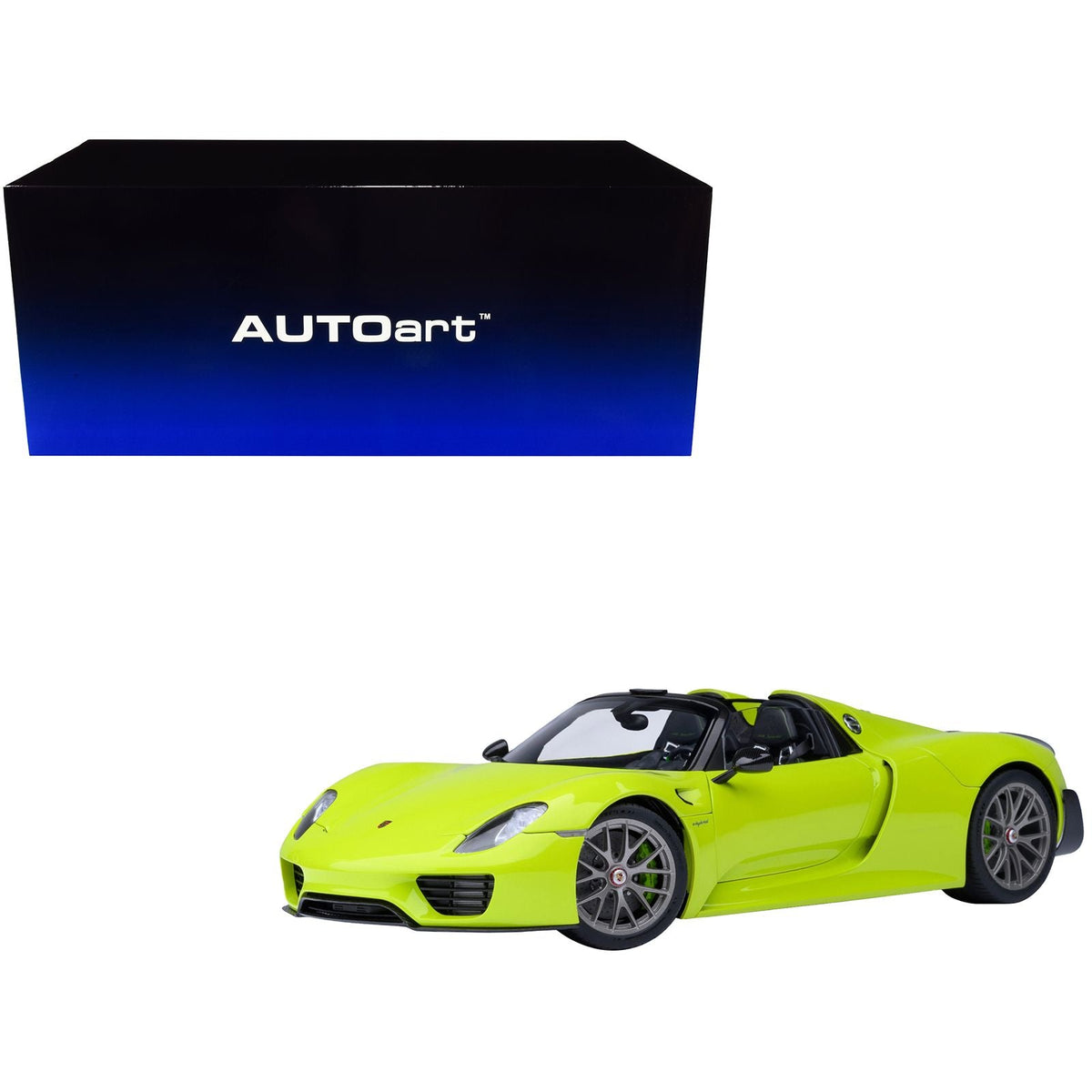 Porsche 918 Spyder "Weissach Package" Acid Green 1/18 Model Car by Autoart-Autoart-ModelCars.com